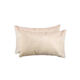 Set of Two 12" X 20" Natural Cowhide Throw Pillow