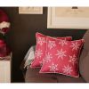 Set Of Two Red 18" Christmas Snowflakes Throw Pillow Covers