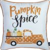 Set of Two 18" X 18" Orange and White Thanksgiving Pumpkin Pillow Covers